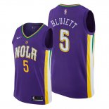 Camiseta New Orleans Pelicans Trevon Bluiett NO 5 Ciudad Edition Violeta
