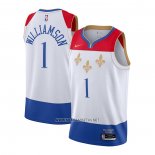 Camiseta New Orleans Pelicans Zion Williamson NO 1 Ciudad 2020-21 Blanco