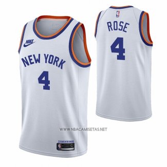 Camiseta New York Knicks Derrick Rose NO 4 75th Anniversary Blanco