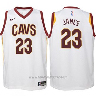 Camiseta Nino Cleveland Cavaliers LeBron James NO 23 2017-18 Blanco