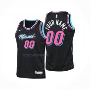Camiseta Nino Miami Heat Personalizada Ciudad 2025-26 Negro