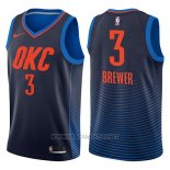 Camiseta Oklahoma City Thunder Corey Brewer NO 3 Statement 2017-18 Azul