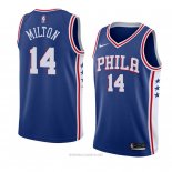 Camiseta Philadelphia 76ers Shake Milton NO 14 Icon 2018 Azul