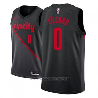 Camiseta Portland Trail Blazers Damian Lillard NO 0 Ciudad 2018-19 Negro