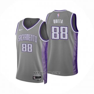 Camiseta Sacramento Kings Neemias Queta NO 88 Ciudad 2022-23 Gris