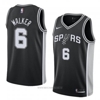 Camiseta San Antonio Spurs Lonnie Walker NO 6 Icon 2018 Negro