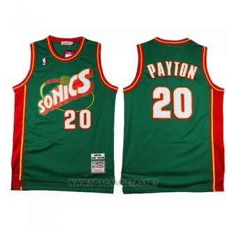 Camiseta Seattle SuperSonics Gary Payton NO 20 Historic Retro Verde2