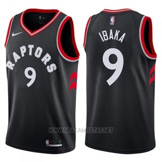 Camiseta Toronto Raptors Serge Ibaka NO 9 Statement 2017-18 Negro