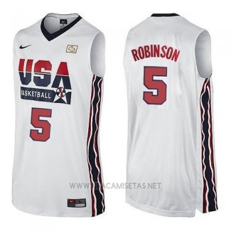 Camiseta USA 1992 David Robinson NO 5 Blanco