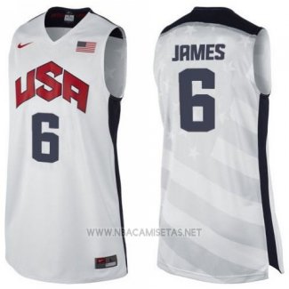 Camiseta USA 2012 Lebron James NO 6 Blanco