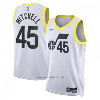 Camiseta Utah Jazz Donovan Mitchell NO 45 Association 2022-23 Blanco