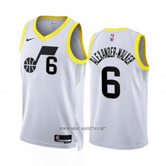 Camiseta Utah Jazz Nickeil Alexander-Walker NO 6 Association 2022-23 Blanco