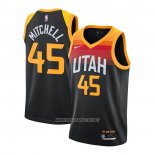 Camiseta Utah Jazz Onovan Mitchell NO 45 Ciudad 2020-21 Negro