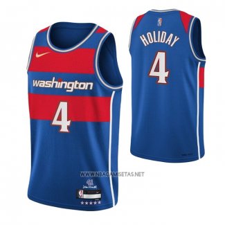 Camiseta Washington Wizards Aaron Holiday NO 4 Ciudad 2021-22 Azul