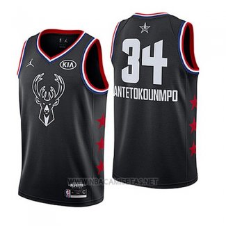 Camiseta All Star 2019 Milwaukee Bucks Giannis Antetokounmpo NO 34 Negro