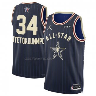 Camiseta All Star 2024 Milwaukee Bucks Giannis Antetokounmpo NO 34 Azul