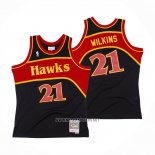 Camiseta Atlanta Hawks Dominique Wilkins NO 21 Mitchell & Ness 1986-87 Negro