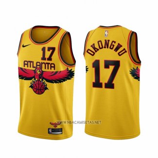 Camiseta Atlanta Hawks Onyeka Okongwu NO 17 Ciudad 2021-22 Amarillo