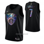 Camiseta Brooklyn Nets Kevin Durant NO 7 Iridescent Logo Negro