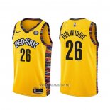 Camiseta Brooklyn Nets Spencer Dinwiddie NO 26 Ciudad 2020-21 Amarillo