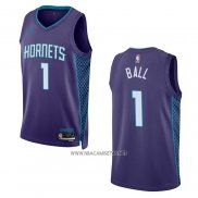 Camiseta Charlotte Hornets LaMelo Ball NO 1 Statement 2022-23 Violeta