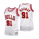 Camiseta Chicago Bulls Dennis Rodman NO 91 Mitchell & Ness 1997-98 Blanco