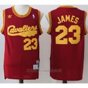 Camiseta Cleveland Cavaliers LeBron James NO 23 Retro Rojo2