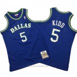 Camiseta Dallas Mavericks Jason Kidd Mitchell & Ness NO 5 Hardwood Classics Azul