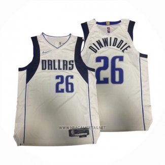 Camiseta Dallas Mavericks Spencer Dinwiddie NO 26 Association Autentico Blanco