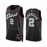 Camiseta Detroit Pistons Cade Cunningham NO 2 Ciudad 2023-24 Negro