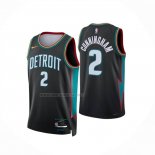 Camiseta Detroit Pistons Cade Cunningham NO 2 Ciudad 2025-26 Negro