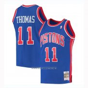 Camiseta Detroit Pistons Isaiah Thomas NO 11 Mitchell & Ness 1988-89 Azul