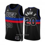 Camiseta Detroit Pistons Kevin Knox II NO 20 Statement 2022-23 Negro