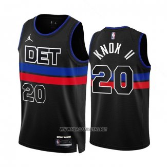 Camiseta Detroit Pistons Kevin Knox II NO 20 Statement 2022-23 Negro