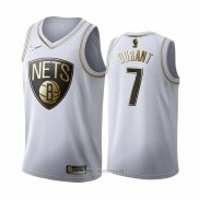 Camiseta Golden Edition Brooklyn Nets Kevin Durant NO 7 Blanco