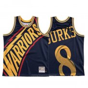 Camiseta Golden State Warriors Alec Burks NO 8 Mitchell & Ness Big Face Azul