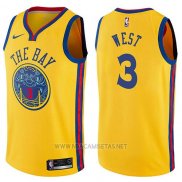 Camiseta Golden State Warriors David West NO 3 Chinese Heritage Ciudad 2017-18 Amarillo