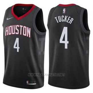 Camiseta Houston Rockets P.j. Tucker NO 4 Statement 2017-18 Negro