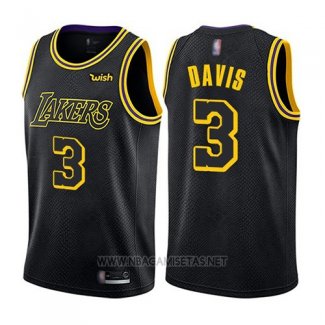 Camiseta Los Angeles Lakers Anthony Davis NO 3 Ciudad 2019 Negro