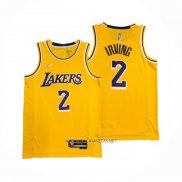 Camiseta Los Angeles Lakers Kyrie Irving NO 2 75th Anniversary 2021-22 Amarillo