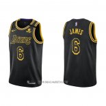 Camiseta Los Angeles Lakers LeBron James NO 6 Mamba 2021-22 Negro