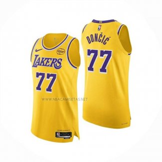 Camiseta Los Angeles Lakers Luka Doncic NO 77 Icon Authentic 2025-26 Amarillo