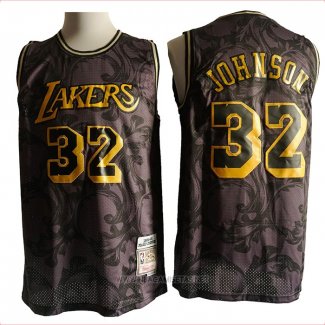 Camiseta Los Angeles Lakers Magic Johnson NO 32 Hardwood Classics Negro