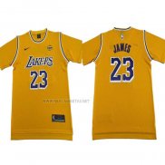 Camiseta Manga Corta Los Angeles Lakers LeBron James NO 23 Amarillo