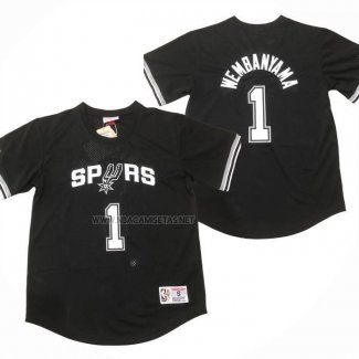 Camiseta Manga Corta San Antonio Spurs Victor Wembanyama NO 1 Negro