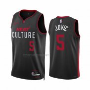 Camiseta Miami Heat Nikola Jovic NO 5 Ciudad 2023-24 Negro