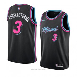 Camiseta Miami Heat Onelastoance NO 3 Ciudad 2018-19 Negro