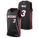 Camiseta Miami Heat Wade NO 3 Ciudad 2017-18 Negro
