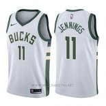 Camiseta Milwaukee Bucks Brandon Jennings NO 11 Association 2017-18 Blanco