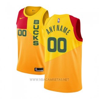 Camiseta Milwaukee Bucks Ciudad 2018-19 Amarillo Personalizada